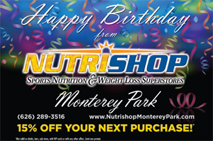 Nutrishop Monterey Park Birthday Card